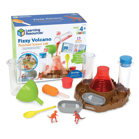 Fizzy Volcano Science Kit For Kids 13 Piece Set With Realistic Eruption Experiments And Colorful Lab Guide displayed on table