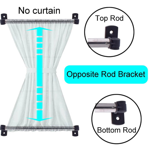 Type A Adjustable Swivel End Window Curtain Rod for 16 to 39.5 Inch Openings with Brackets for Top and Bottom Doors