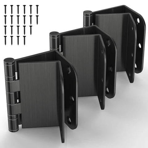 Heavy Duty Matte Black Offset Door Hinges With Ball Bearing, Three And A Half Inch Swing Door Hinges, Radius Corner, Three Pack