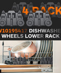 Upgraded Four Pack Dishwasher Lower Rack Wheels Replacement Compatible With Whirlpool, GE, Kenmore And Other Major Brands