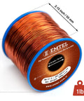 1 lb spool of 16 AWG enameled copper wire for motors and transformers, 129 feet, 99.9% pure copper, double insulated, 220C thermal class.