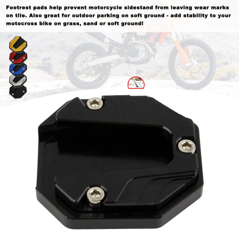Aluminum Alloy Kickstand Plate Extension For Universal Dirt Bikes And Motorbikes Side Stand Foot Pad Dope Upgrade Durable Wear Resistant Support Accessory Silver, close-up view