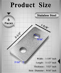 Heavy Duty Stainless Steel 2-Hole Flat Plate Fitting For One And Five Eighths Inch Strut Channel Seven Thirty-Second Inch Thick Three And One Half By One And Five Eighths Inch Fits One Half Inch Bolts Outdoor Solar HVAC Mounting Bracket Six Pack, 6 pieces