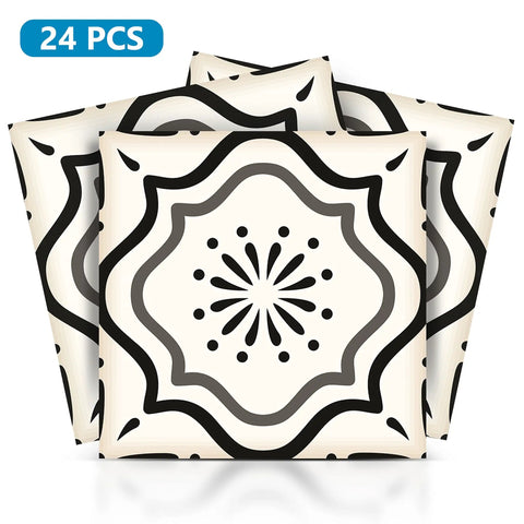 Peel And Stick Tile Stickers 24 Pack For Kitchen Backsplash And Bathroom Vinyl Wall Decals In Black And White Boho Modern Style Easy To Apply Just Peel And Stick Home Decor