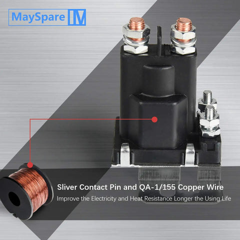 80 Amp 12V Continuous Duty Solenoid Battery Isolator And Starter Relay For Your Ride 4 Pin SPST Normally Open With Copper Contacts in black