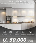zouzai 2 Inch Gimbal LED Recessed Lights, 5CCT, 5W 550LM, White 4 Pack in a modern kitchen with no flicker.