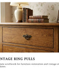Antique Brass Ring Pulls Set Of 8 For Cabinets And Drawers With European Backplate on vintage wooden dresser