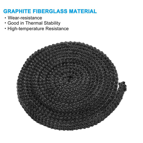 PATIKIL wood stove gasket coil, graphite fiberglass seal rope, black, 73 inches