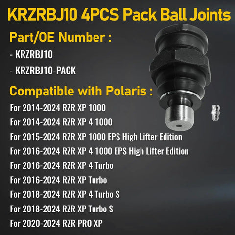 Heavy Duty Ball Joints For RZR XP 1000 And RZR XP 4 1000 2014-2024 EPS Turbo S Pro XP Models Replacement KRZRBJ10 Pack forged steel ball joint