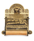 Antique Brass Wall Mount Toilet Paper Holder With Lid 6.9 Inch Wide Victorian Style Rust Resistant Solid Brass Bathroom Sanitary Paper Roll Holder Storage, featuring ornate detail and decorative engravings.