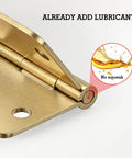 Close-up of Tough As Nails Satin Brass Door Hinges Three Point Five Inches showing lubricated pin for smooth operation.