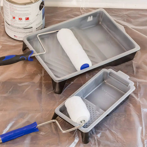 Heavy Duty 9 Inch Paint Tray Liners 10 Pack For Roller Trays Deep Pocket Plastic Paint Pan Disposable Liner Set for Quick Jobs.