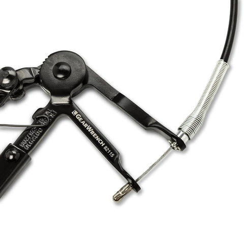 Cable Hose Clamp Pliers with snaking cable for hard-to-reach clamps, showcasing tool mechanism for 0 to 2 inches range.
