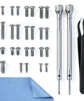 Compact Eyeglass Repair Kit With Precision Screwdriver And Tweezers For Glasses featuring tools, screws, and microfiber cloth.