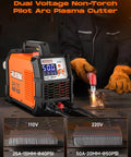 Dual Voltage Plasma Cutter 50 Amp For Home Workshop 110 to 220 Volt With Three Quarter Inch Cutting Capacity And One Half Inch Clean Cut LCD Display Non Touch Pilot Arc 2T 4T Cutting Modes