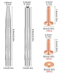 Copper Rivets And Burrs Kit, 20 Pieces In 14mm And 19mm, Includes 2 Punch Rivet Tools And Setter, detailed dimensions shown
