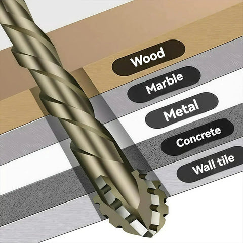 Rock Solid Four Flute Sawtooth Eccentric Drill Bit Kit With Titanium Coating For Stone, Glass, And Metal Super Durability And High Speed Drilling That Will Blow Your Mind, close-up
