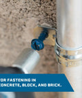 Blue Climaseal Hex Head Concrete Anchors 1/4 By 3-3/4 Inch fastening metal pipe to concrete wall
