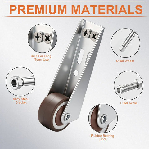 Heavy Duty Vertical Track Roller Wheels For Sliding Barn Doors And Cabinets Smooth Quiet Gliding Floor Guide Hardware Kit showing steel wheel and alloy bracket.