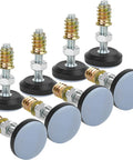 Game Changing Adjustable Furniture Levelers With Full Metal Threads And Teflon Glide Pads Smooth Operator Anti Wobble Foot Caps for tables, chairs, cabinets.