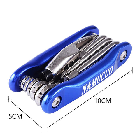 10 In 1 Bike Repair Kit With Tire Levers Glueless Patches Bone Wrench Chain Breaker And Waterproof Saddle Bag, compact folded view