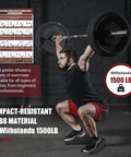 An athlete using the Ergonomic Squat Wedge Block With 15 Degree Raised Heel Ramp And Grip Tight Non Slip Base 1500 Lb Capacity to perform a squat.