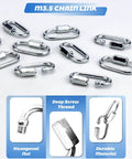 20 Pack Alloy M3.5 D Shape Locking Quick Links One Eighth Inch Chain Repair Links for outdoor gear with hexagonal nut and screw thread.