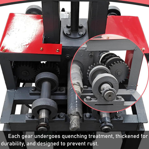 Yokoma Electric Tube Pipe Bender Machine gear system, showcasing quenching treatment for durability and rust prevention.