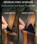 Five Pairs Traditional Recurve Bow Hair Arrow Rests Pre Cut Leather Shelf Pads showing removal and installation on a wooden bow.