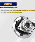 Front Wheel Bearing And Hub Assembly 515126 For 2009 To 2011 Dodge Ram 1500 Front With 5 Lug Bolts And ABS Direct Fit