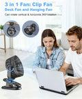 Clip On Portable Fan For Strollers And Cars With USB C Rechargeable 5200 mAh Battery Three Speed 360 Degree Rotatable Personal
