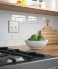 Beaded Double Toggle Wall Plate 2 Gang In Brushed Nickel ETL Certified GFI Outlet Ready Decorative Toggle Switch Cover in kitchen