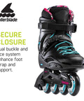 Cruiser Womens Fitness Inline Skates With Molded Hard Shell Black Aqua Color Urban Performance Skates For Adults Secure Closure View