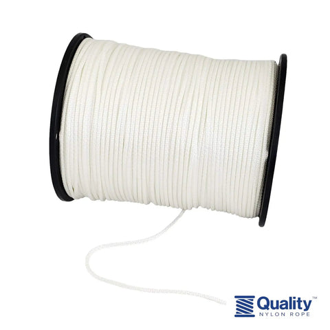 Low Stretch Solid Braid Industrial Polyester Rope One Eighth Inch Diameter, 1000 Feet On A Sturdy Spool, UV Resistant