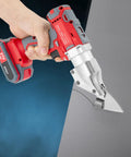High Power 600W Electric Metal Shear With Two Speed Swivel Head Cordless Tin Snips For Cutting Stainless Steel Sheets And Thin Metal Includes Dual Batteries And Hardened Chrome Vanadium Steel Blade For Precision Jobs, handheld metal shear cutting sheet.