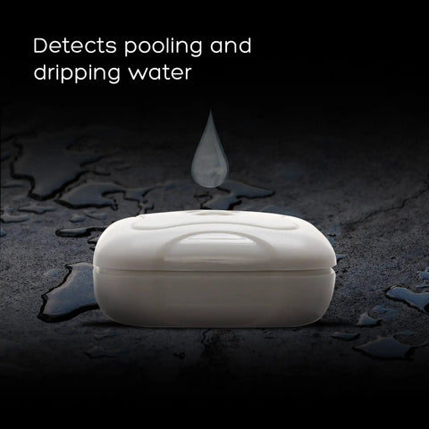8 Pack Water Leak Detectors 95 Decibel Flood Alarm Sensor Kit showing device detecting water pooling on surface