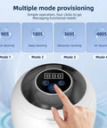 Touch controls on Cordless Ultrasonic Retainer Cleaner with 48kHz Vibration, 210ml Tank, 6 UV Lamps, digital timer shown