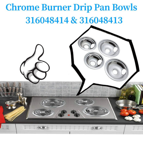 Stove Drip Pan Set 4 Pack Replacement Bowls For Electric Stoves 6 Inch And 8 Inch Burners Fits 316048413 316048414 on stovetop