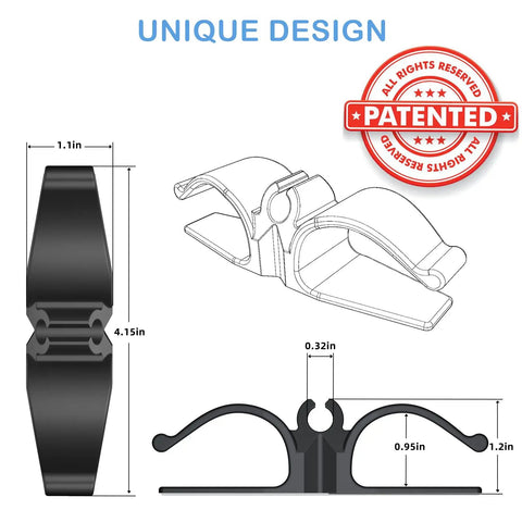 Diagram of Upgraded Cord Organizer For Appliances Eight Pack Stick On Cable And Wire Organizer showing dimensions and design