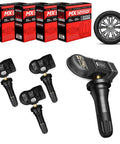 4 Pack TPMS Sensor MX Sensor 2 In 1 Dual Frequency 315MHz 433MHz Press In OE Level Programmable Tire Pressure Sensor With Rubber Valve Stem For TS508 TS408 TS608 MS906PRO TS, black rubber valve stem