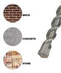 Masonry drill bit, 12mm x 200mm, carbide-tipped rotary hammer bit with 10mm round SDS shank