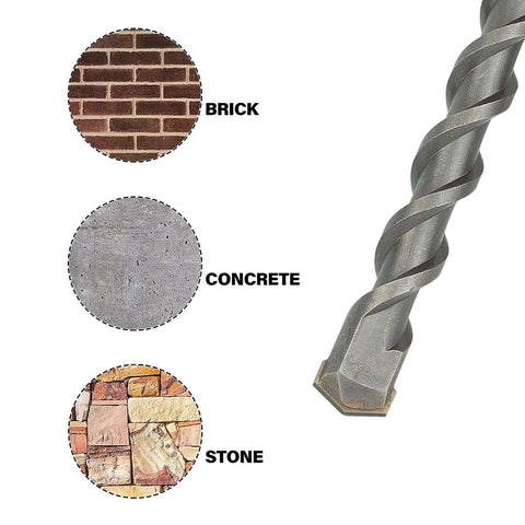 Masonry drill bit, 12mm x 200mm, carbide-tipped rotary hammer bit with 10mm round SDS shank