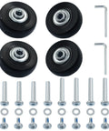 45x18mm Luggage Replacement Wheels 4 Pack Rubber Swivel Casters With Ball Bearings For Suitcase Repair Includes Axles and Washers