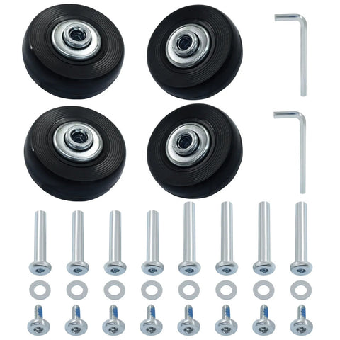 45x18mm Luggage Replacement Wheels 4 Pack Rubber Swivel Casters With Ball Bearings For Suitcase Repair Includes Axles and Washers