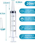 Three Pack 20Ml Syringes For Liquid Dosing And Oral Use With Caps Ideal For Scientific Labs And Home DIY Projects
