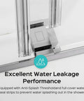 Close-up of threshold seal of 68-72 Inch Frameless Double Bypass Sliding Shower Door with Brushed Nickel Finish and tempered glass