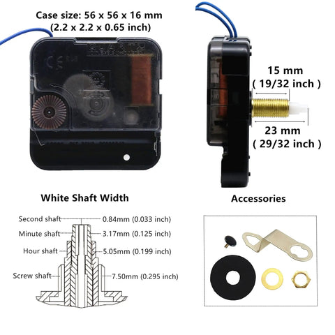 Top Shelf Hour Trigger Music Chime Movement With Melody Box And 29/32 Inch Shaft Slick Go To Replacement Part For Diy Craft Clock Restorations Giving That Sweet Sound Guarantee On Any Living Room Timepiece showing dimensions and components.