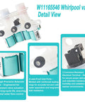 Straight Up Solid Washer Water Inlet Valve W11165546 W11096267 dual ports detail view, showcasing solenoid coils and inlet ports.