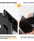 Stainless steel hinge vs fabric elastic on Ultra Slim Hinged Metal Wallet For Men With RFID Blocking, durable aluminum build.