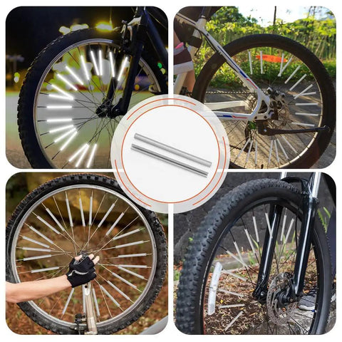 48 Pcs 360 Degree Visibility Bike Spoke Reflectors Waterproof Reflective Clips For Mountain And Road Bikes 1.9 To 2.4 Mm Spokes Durable ABS Coated Film For All Weather Riding on bicycle wheels.